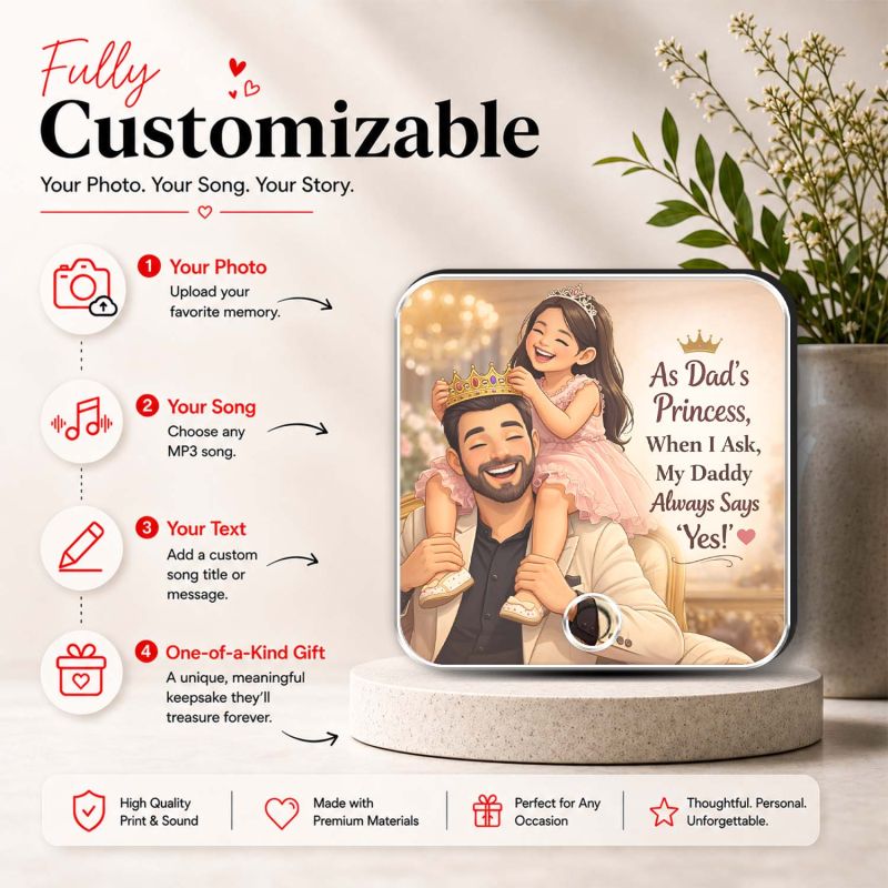 Musical Fridge Magnet Gift for Father Day from Daughter | Birthday Gift for Papa Rechargeable Music Fridge Magnet for Refrigerator & Almirah Decor